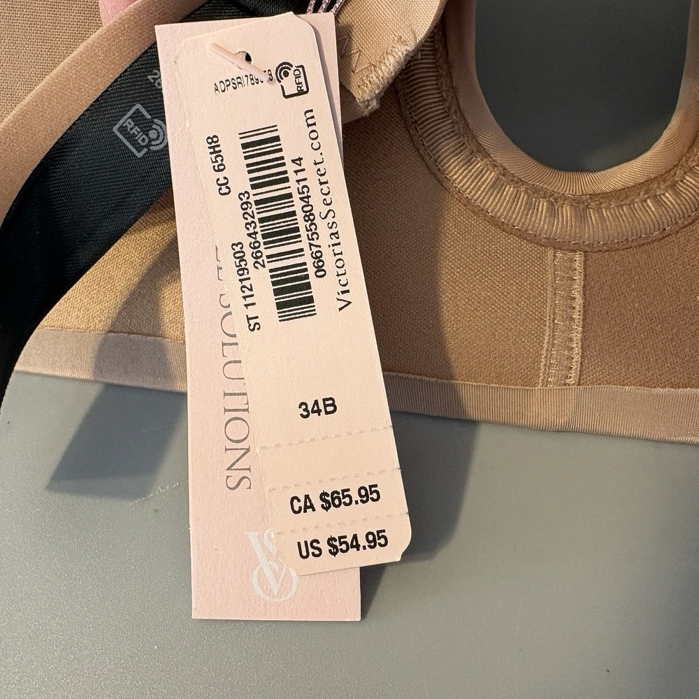 Victorias Secret Invisible Solutions Plunge Push Up Bra Beige 34B NWT Low Back - Picture 5 of 9